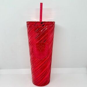 Starbucks Red Swirl Plastic Cold Cup Brand New
